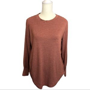 NWT Mododoc Striped Crewneck Sweater Rust Color